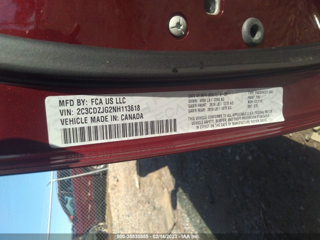 2022 DODGE CHALLENGER GT VIN: 2C3CDZJG2NH113618