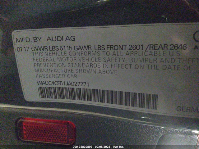 WAUC4CF51JA027271 Audi S5 Sportback Prestige
