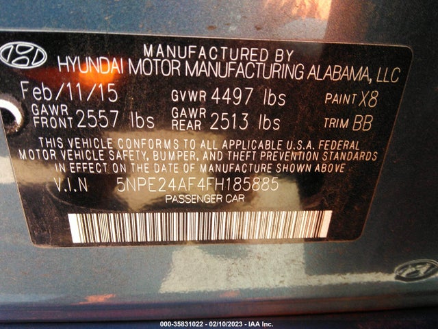 2015 Hyundai Sonata, VIN: 5NPE24AF4FH185885