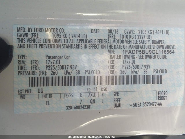 Ford C-max Hybrid Sel 2016 1FADP5BU9GL116564 Image 9