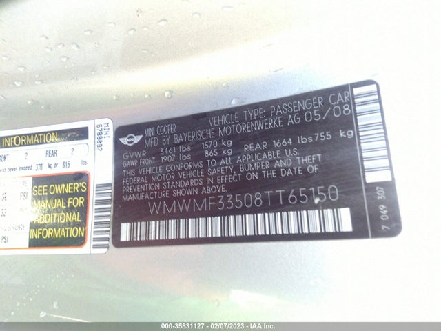 WMWMF33508TT65150 Mini COOPER HARDTOP