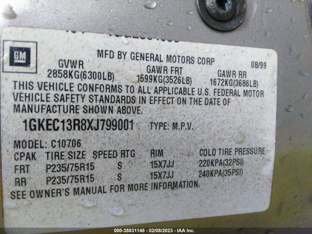GMC Yukon 1999 1GKEC13R8XJ799001 Image 10