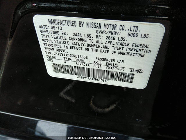 2013 INFINITI M37 VIN: JN1BY1AP4DM513658