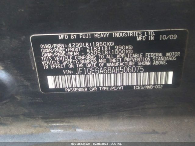 JF1GE6A68AH506075 Subaru Impreza Sedan I