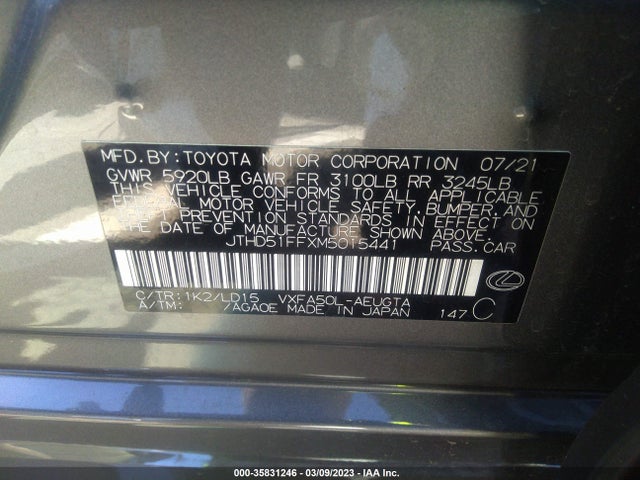 2021 Lexus LS, VIN: JTHD51FFXM5015441