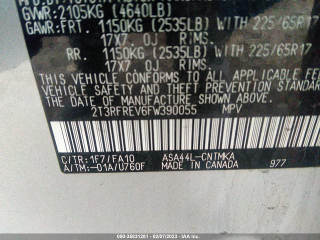 2015 Toyota RAV4, VIN: 2T3RFREV6FW390055
