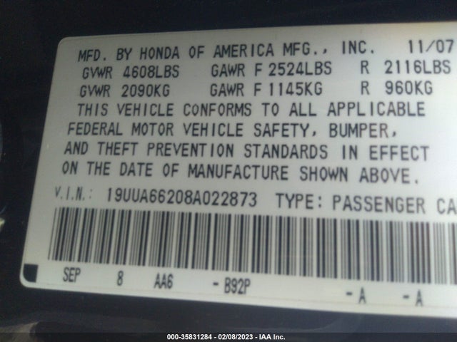 Acura Tl Nav 2008 19UUA66208A022873 Image 10