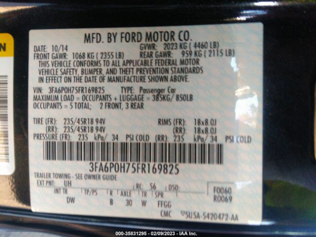 3FA6P0H75FR169825 Ford FUSION SE