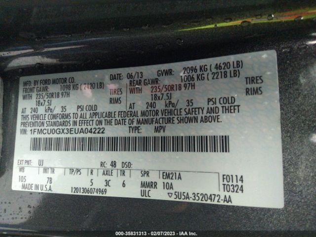 1FMCU0GX3EUA04222 Ford ESCAPE SE