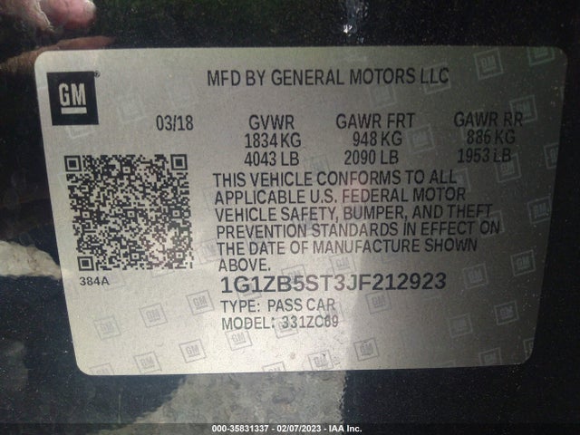 Chevrolet MALIBU LS 2018 1G1ZB5ST3JF212923 Image 10