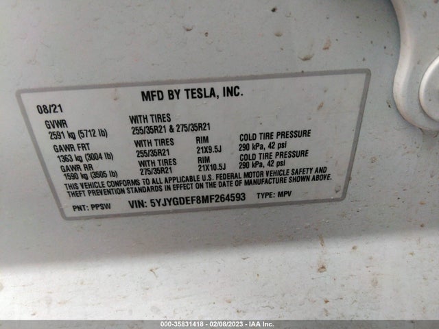 Tesla Model Y Performance 2021 5YJYGDEF8MF264593 Image 10