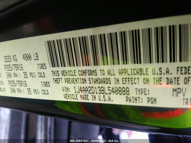 Jeep Wrangler Sport 2011 1J4AA2D13BL540888 Image 10
