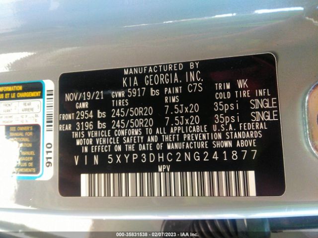 5XYP3DHC2NG241877 KIA Telluride Ex
