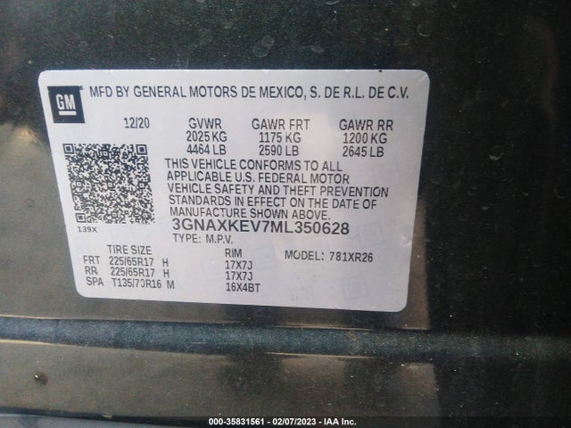 Chevrolet EQUINOX LT 2021 3GNAXKEV7ML350628 Image 9