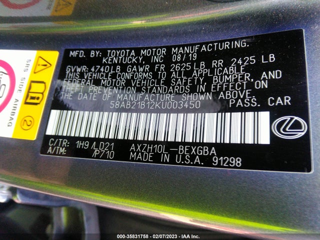 58AB21B12KU003450 Lexus Es Es 300h