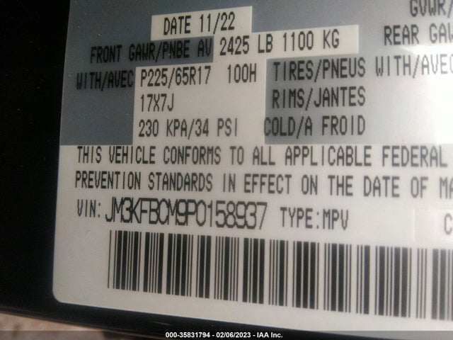 2023 Mazda CX-5, VIN: JM3KFBCM9P0158937