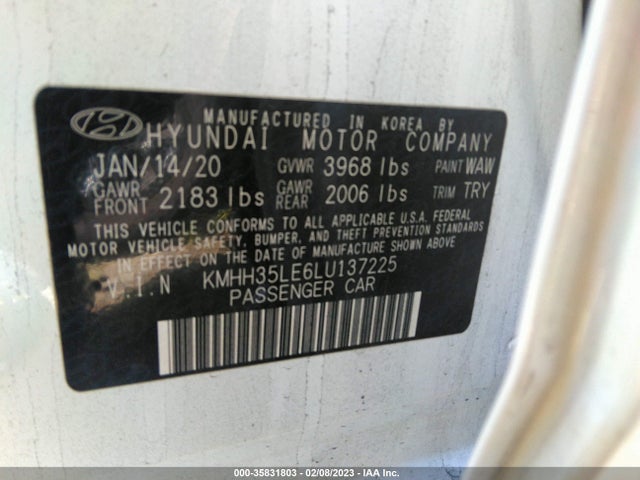 2020 HYUNDAI ELANTRA GT VIN: KMHH35LE6LU137225
