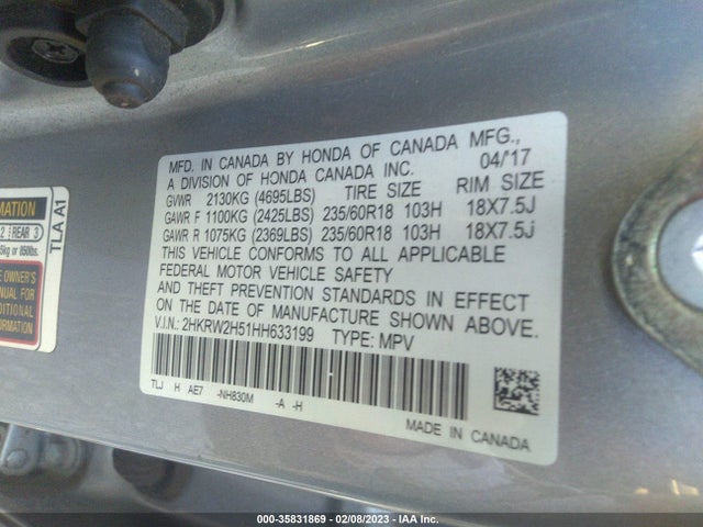 Honda CR-V EX 2017 2HKRW2H51HH633199 Image 9