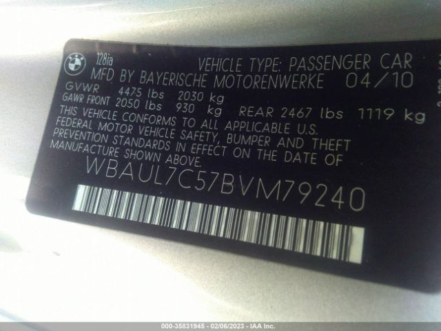WBAUL7C57BVM79240 BMW 1 Series 128i