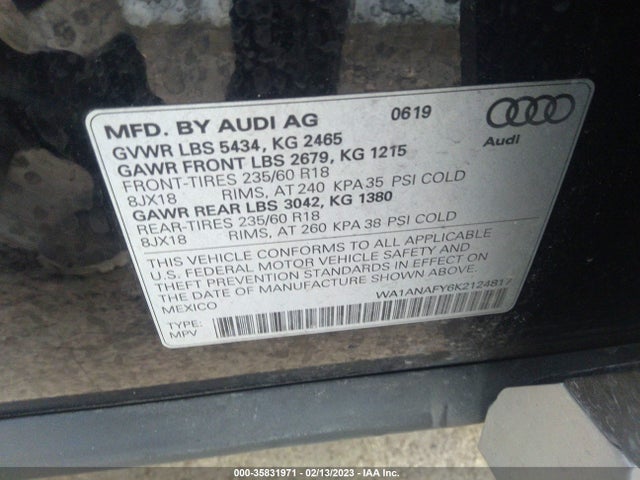 WA1ANAFY6K2124817 Audi Q5 PREMIUM