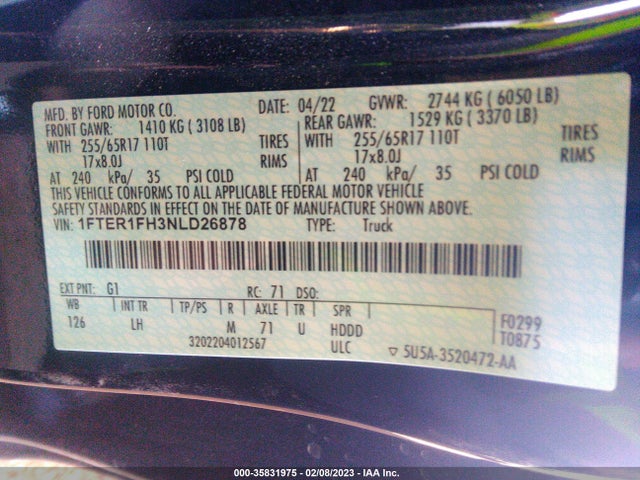 Ford Ranger Xlt 2022 1FTER1FH3NLD26878 Image 20