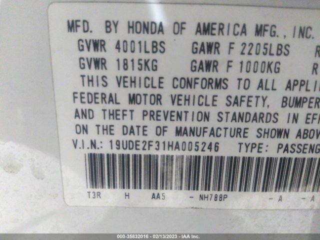19UDE2F31HA005246 Acura ILX