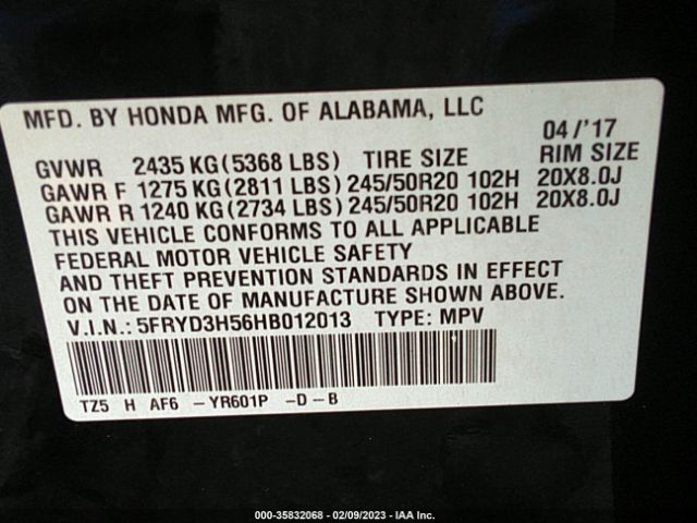 5FRYD3H56HB012013 Acura Mdx W/technology Pkg