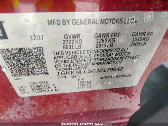 GMC ACADIA SLE 2018 1GKKNLLS6JZ179042 Image 9