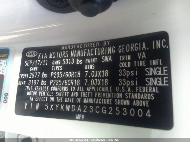 5XYKWDA23CG253004 KIA SORENTO SX