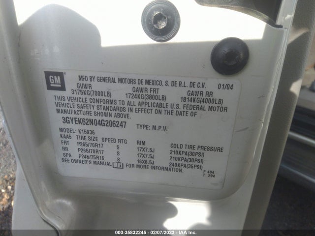 3GYEK62N04G206247 Cadillac ESCALADE EXT