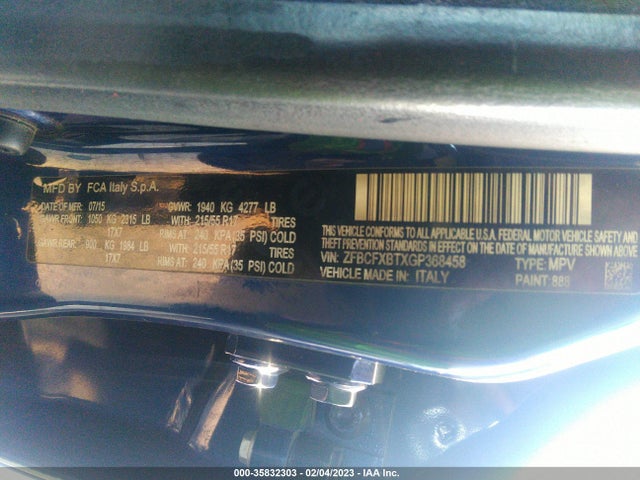ZFBCFXBTXGP368458 Fiat 500x Easy