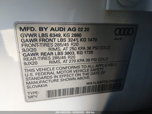 2020 Audi Q7, VIN: WA1LXAF72LD006098