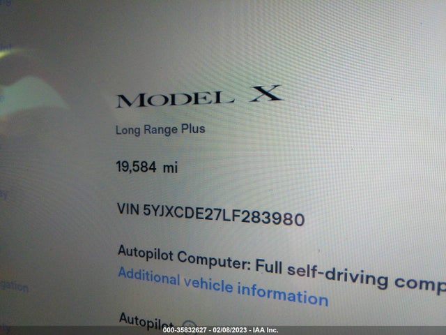 2020 Tesla Model X, VIN: 5YJXCDE27LF283980