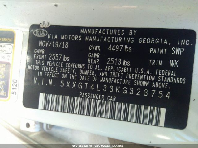 5XXGT4L33KG323754 KIA Optima Lx