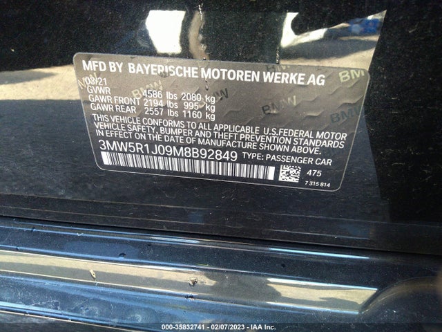 BMW 3 Series 330i 2021 аукцион фото