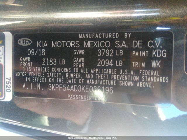 3KPF54AD3KE036196 KIA FORTE EX