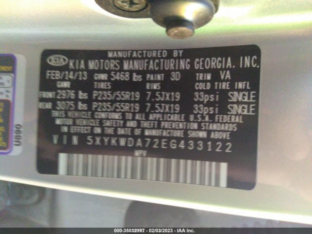 5XYKWDA72EG433122 KIA SORENTO SX