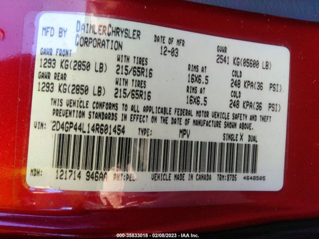 Dodge Grand Caravan Sxt 2004 2D4GP44L14R601454 Image 11