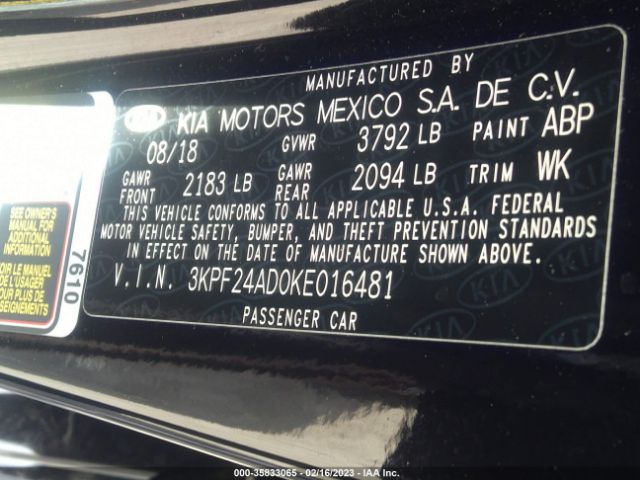 3KPF24AD0KE016481 KIA Forte Lxs