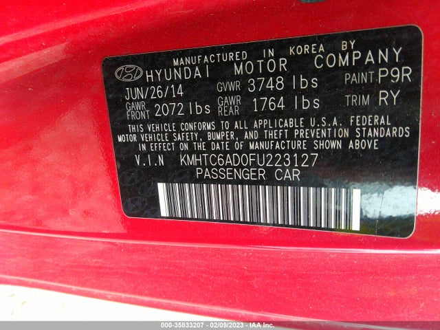 Hyundai Veloster Flex 2015 KMHTC6AD0FU223127 Image 10