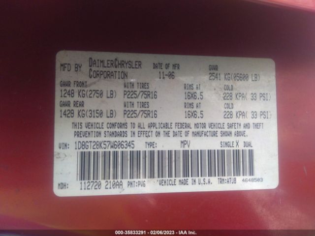 1D8GT28K57W606345 Dodge NITRO SXT