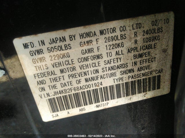 JH4KB2F68AC001924 Acura Rl Tech Pkg/tech/cmbs