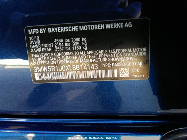 BMW 3 Series 330i 2020 аукцион фото
