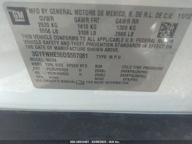 3GYFNHE36DS557081 Cadillac Srx Performance Collection