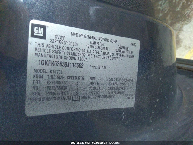 GMC YUKON DENALI 2008 1GKFK63838J114562 Image 10