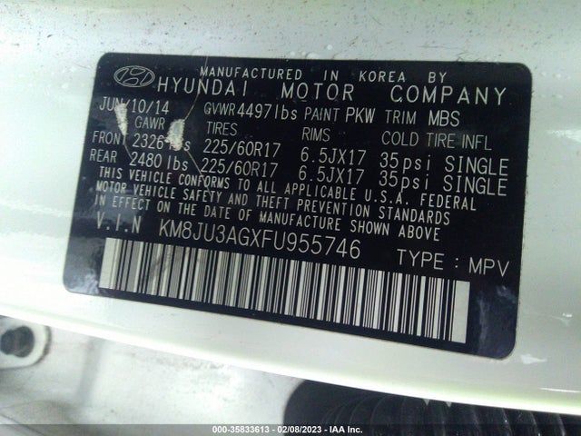 Hyundai TUCSON SE 2015 KM8JU3AGXFU955746 Image 9