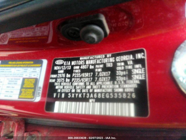 5XYKT3A68EG535826 KIA SORENTO LX