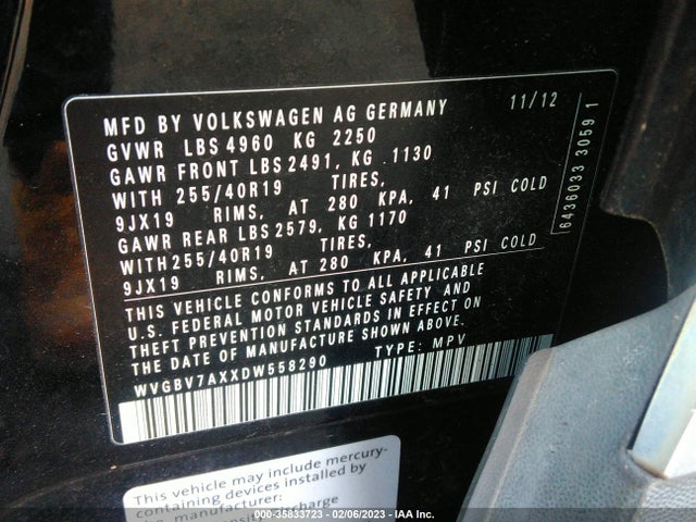 Volkswagen Tiguan 2013 WVGBV7AXXDW558290 Image 10