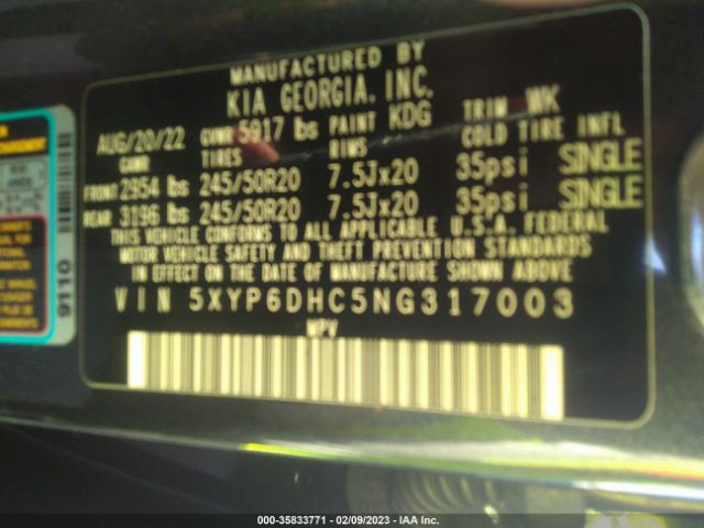 5XYP6DHC5NG317003 KIA Telluride S