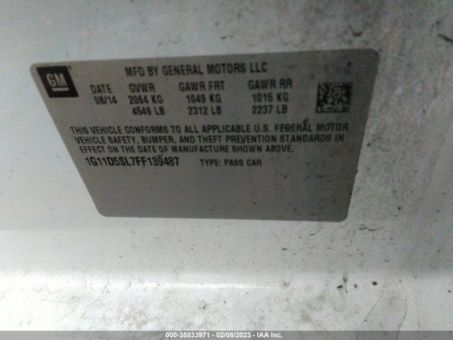 2015 Chevrolet Malibu, VIN: 1G11D5SL7FF139487